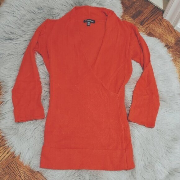 Vintage 90s LE CHATEAU High Collar Surplice Knit Red Top - Picture 4 of 12